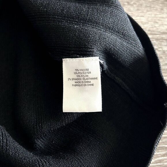 EUC‎ MILLY Black Geometric Ribbed Knit Sweater Top Size Small Stretchy Crew Neck - Picture 7 of 13